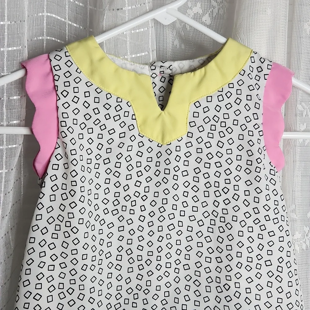 80' Barbie Color Block Geometric Pattern Sleeveless Tunic Shirt Toddler Sz4T